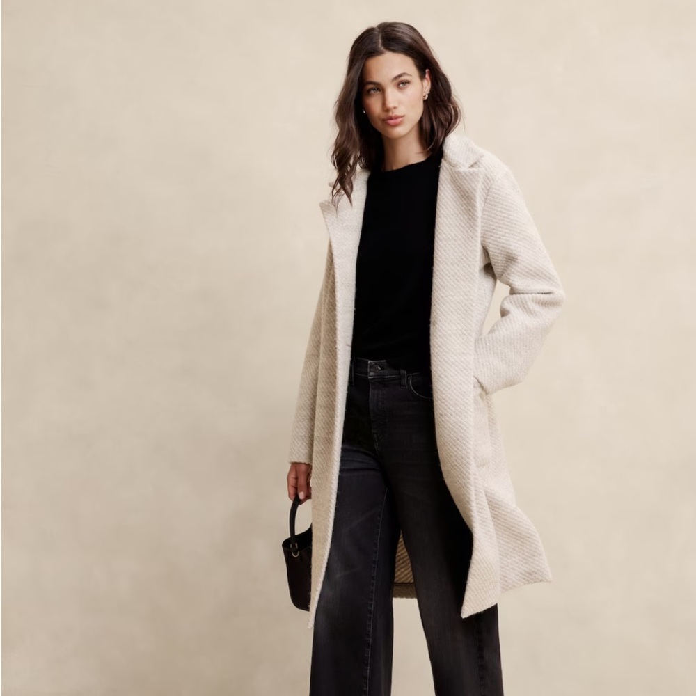 NWT Banana Republic Knit Twill Coat Light Gray Heather